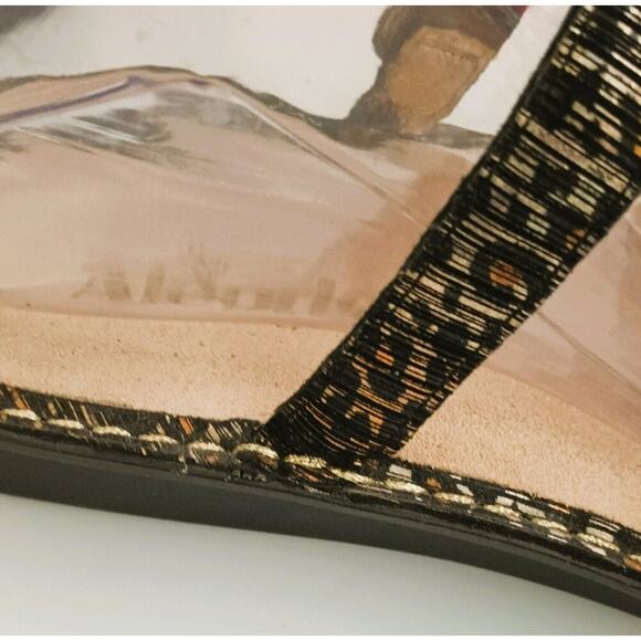 Alegria By PG Lite Tuscany Metallic Leopard Print Stripe Sandals Sz 41W EU/10 US - Picture 10 of 11